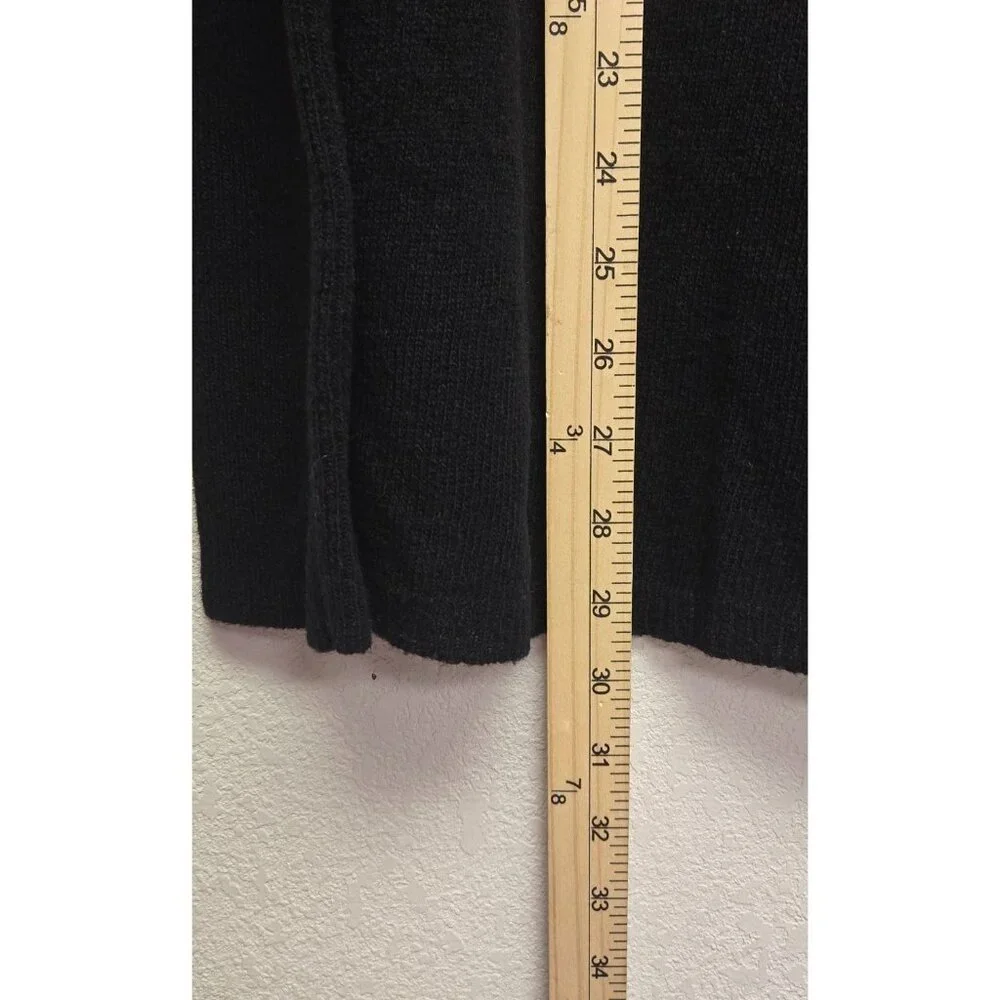 Free People Wool Black Long Sleeve Knit Tunic Floral Embroidered Henley Button P